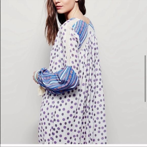 Free People Rain Shine Printed Lace-Up Swing Dress, NWT - Picture 3 of 11